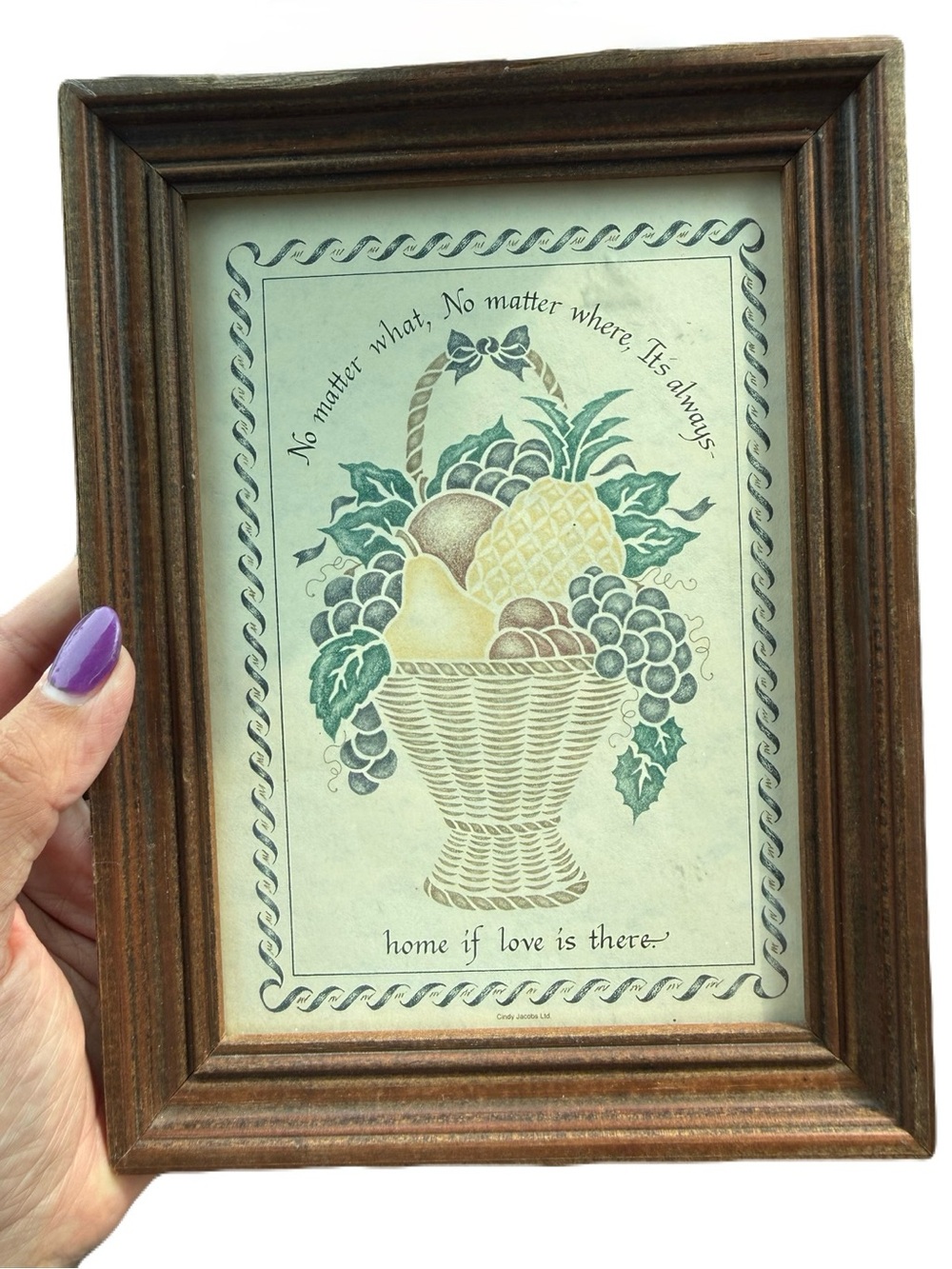 Framed Fruit Basket Wall Art - Rustic Wood Frame Cindy Jacobs
